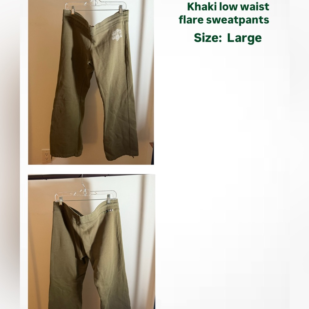 Olive Green Flare Sweatpants - Large